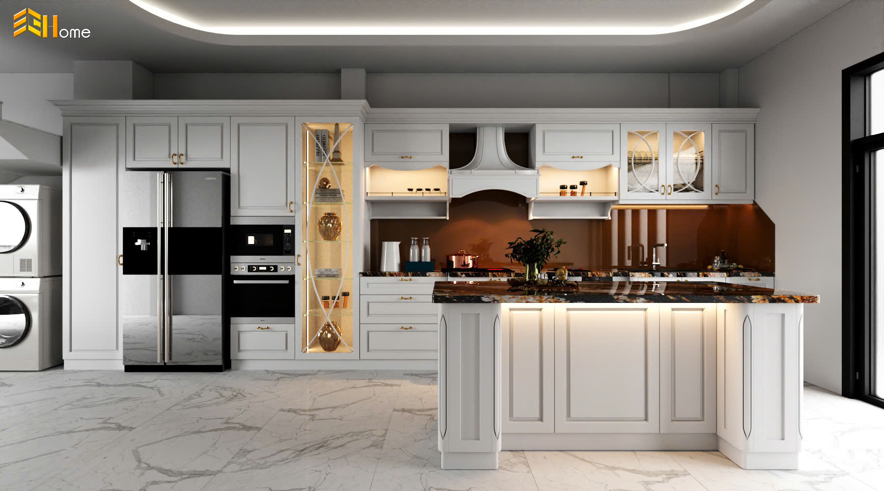 Xu Hướng Tủ Bếp Cánh Kính Cường Lực 2025: Đẹp và Bền Bỉ