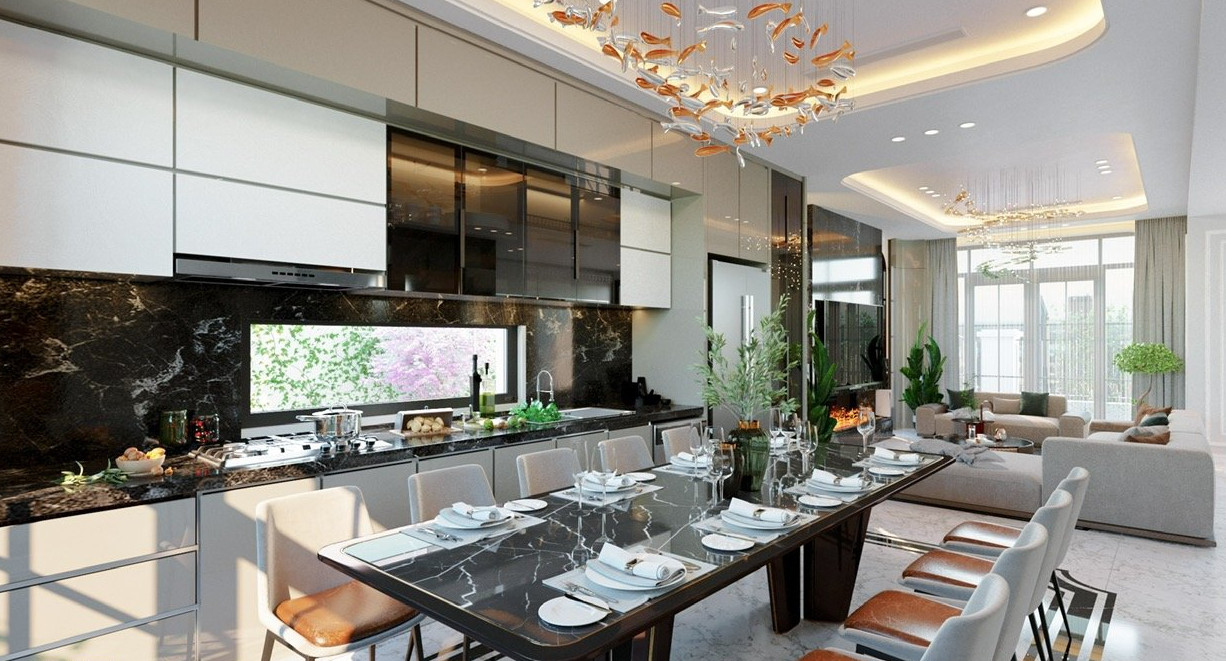 Thiết kế tủ bếp hiện đại tại Hóc Môn với tone màu nhã nhặn