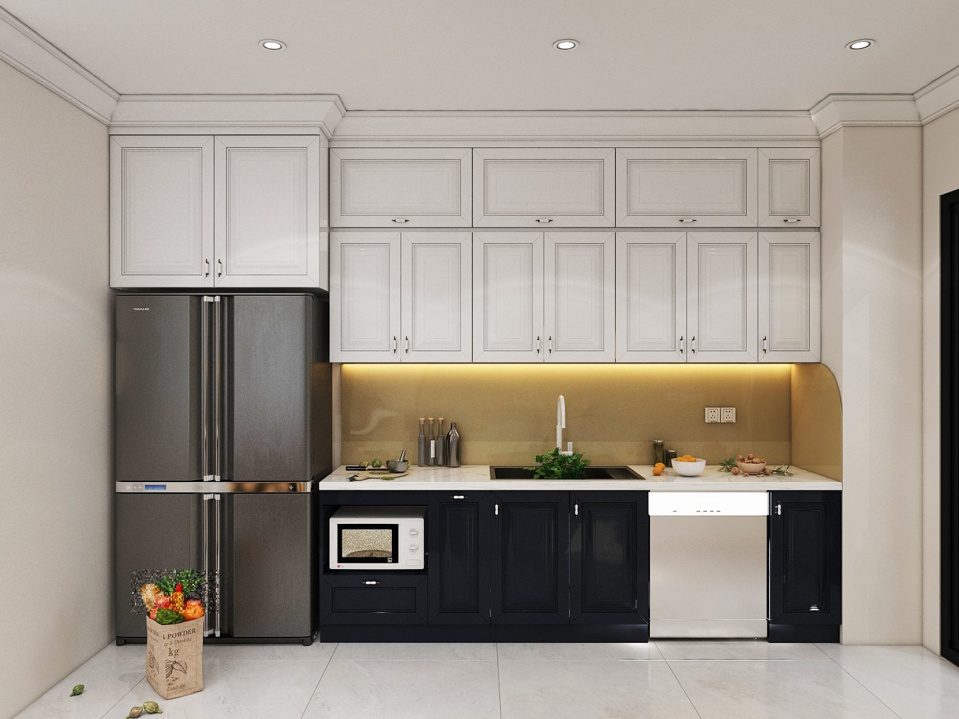 Thi công tủ bếp Tân Phú kiểu dáng tân cổ điển