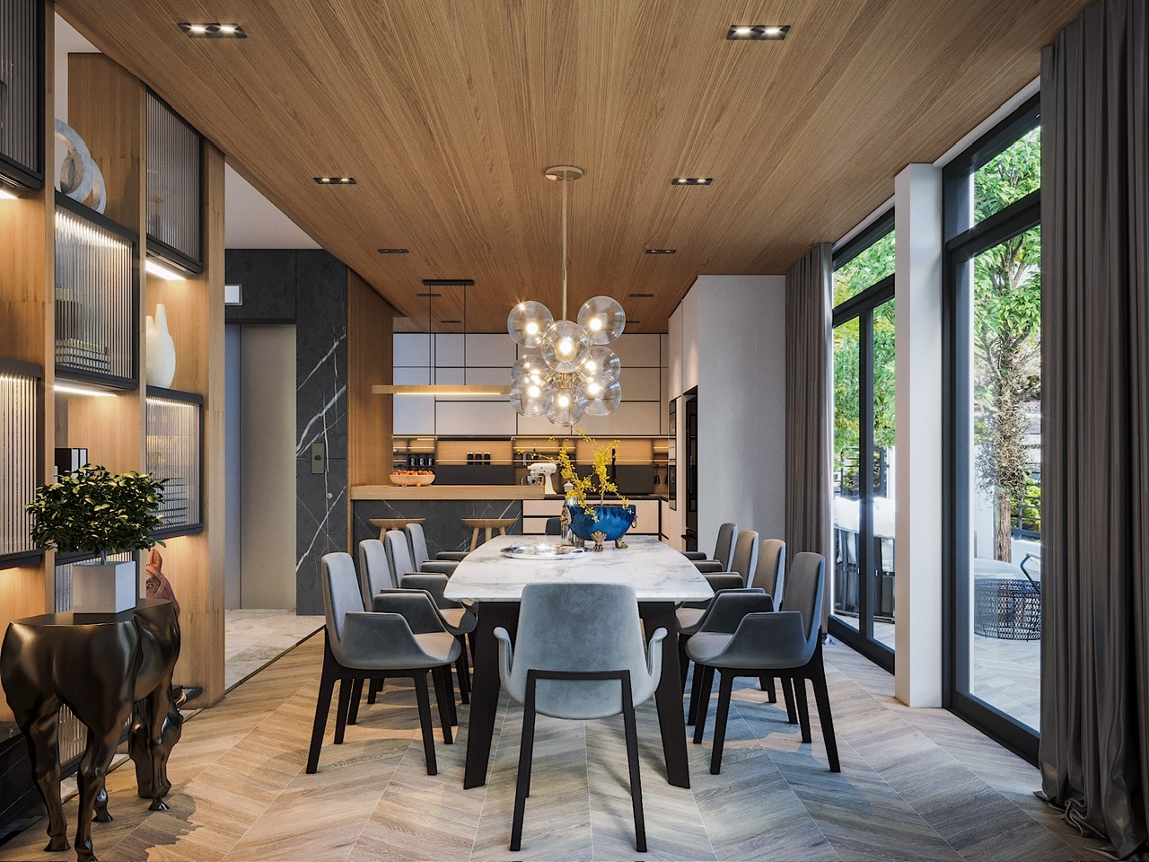 Hệ tủ bếp màu trắng trang nhã, hiện đại nhà chị Mỹ