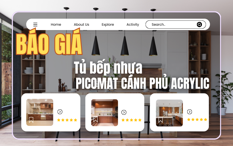 Báo giá tủ bếp nhựa picomat cánh phủ acrylic mới nhất được update liên tục