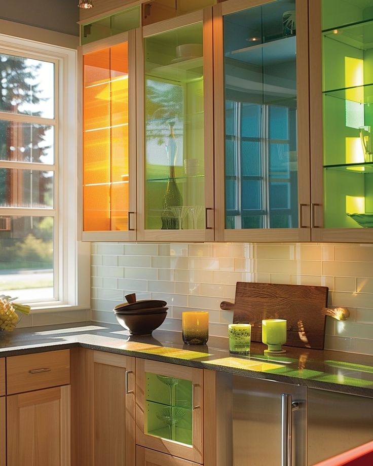 mẫu tủ bếp kính đẹp