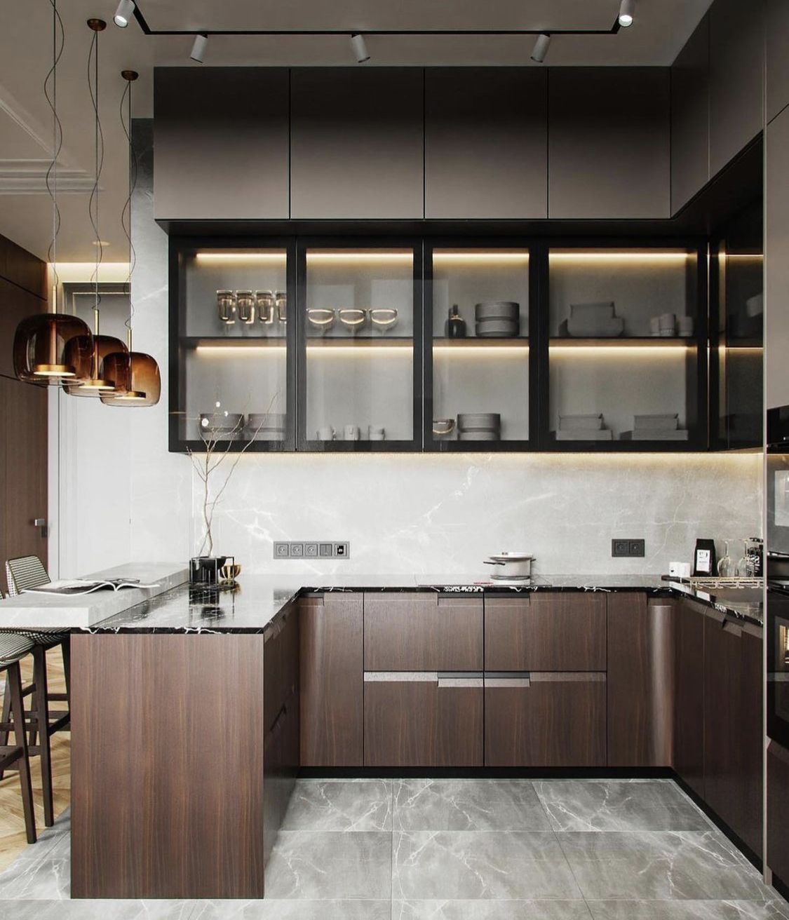 thi công tủ bếp kính