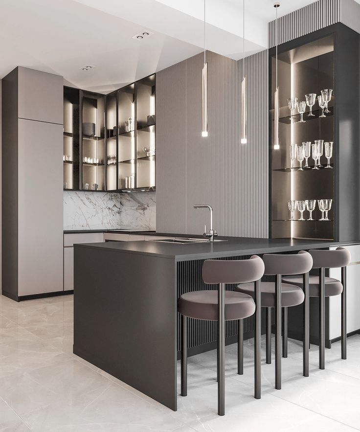 thi công tủ bếp kính