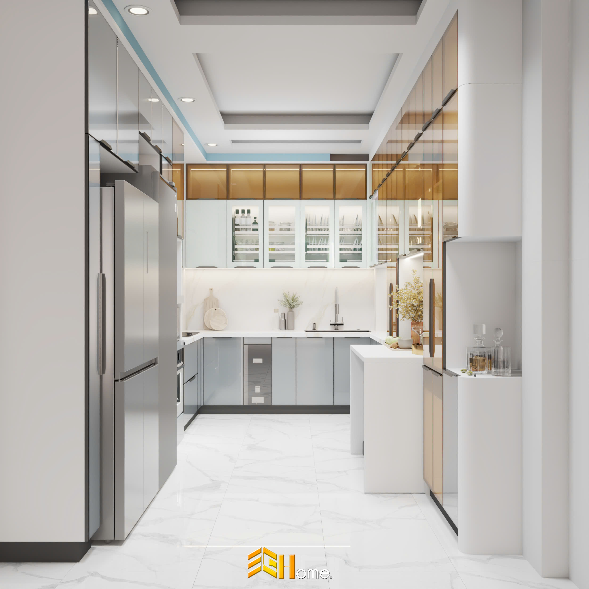 Báo Giá Tủ Bếp Cánh Kính Khung Nhôm Đẹp cập nhật 2025