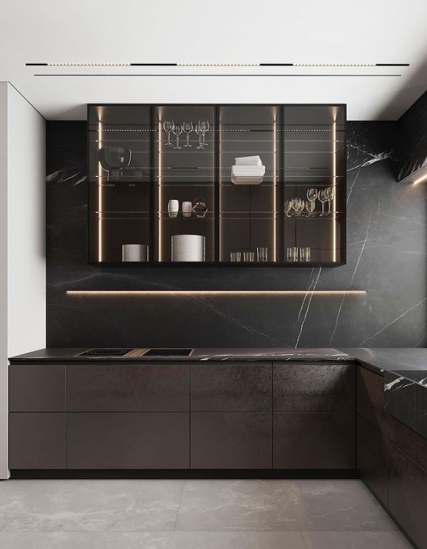 tủ bếp bằng kính