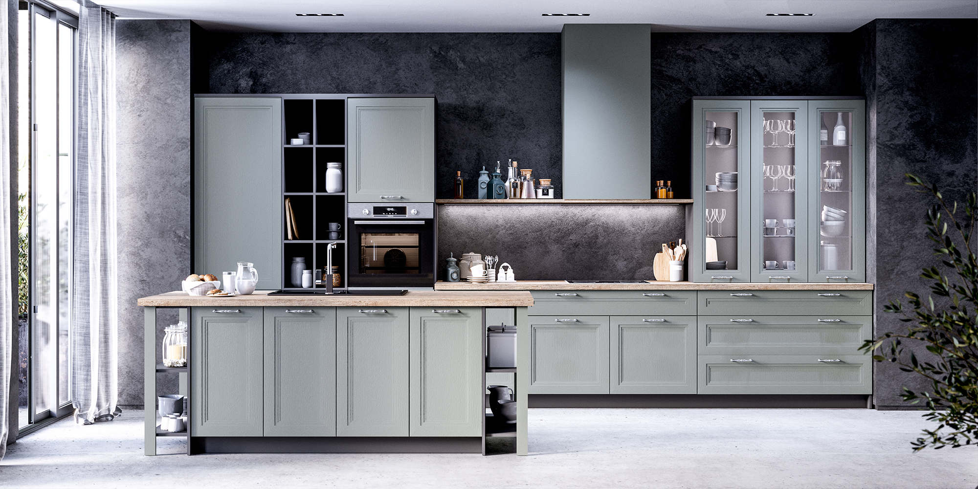 mẫu tủ bếp nhựa chữ l