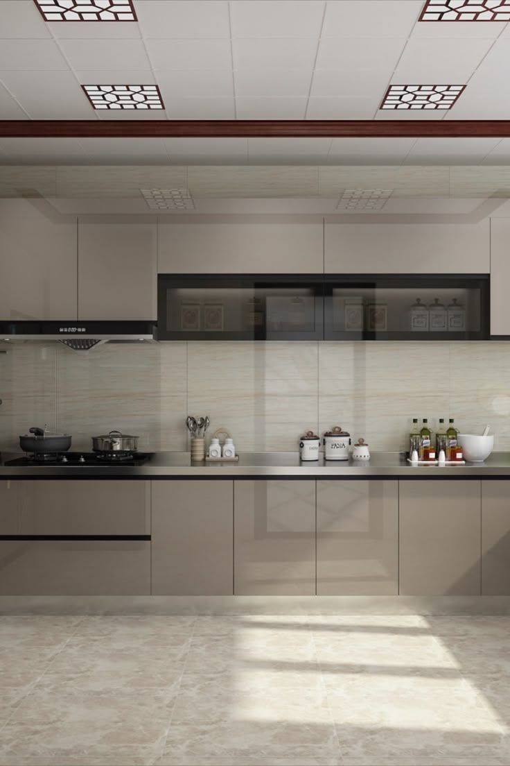 Tủ bếp gỗ nhựa cánh acrylic chữ I