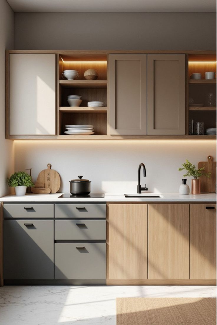 tủ bếp mdf vân gỗ